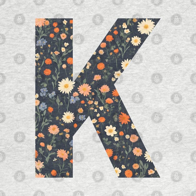 A vintage flower pattern filling the letter K by Studio468